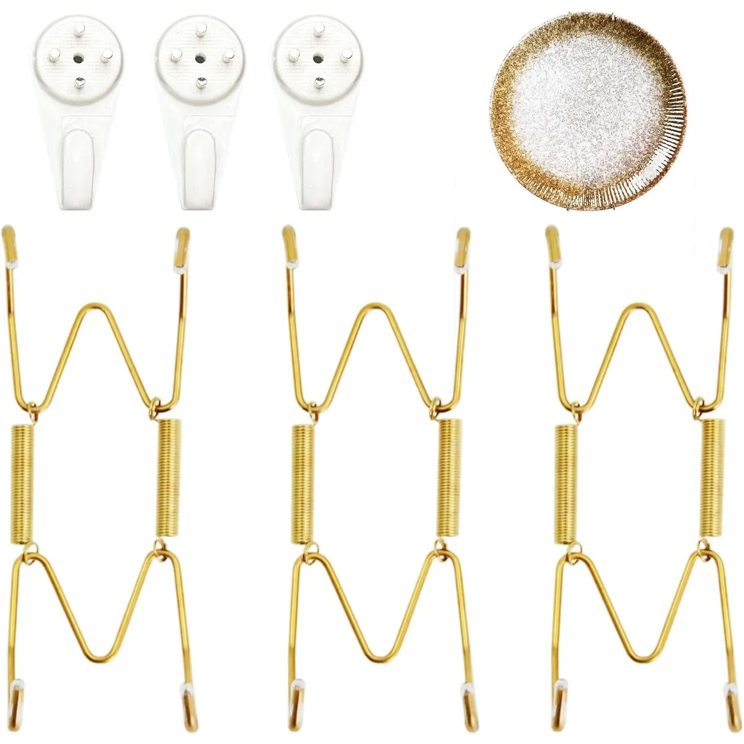 Plate Hangers for The Wall, Suitable for 4-5 Inch Wall Plate Hangers for Display 3 Pack Stainless Steel Invisible with Invisible Nails for Displaying Plates Decorative(Gold)