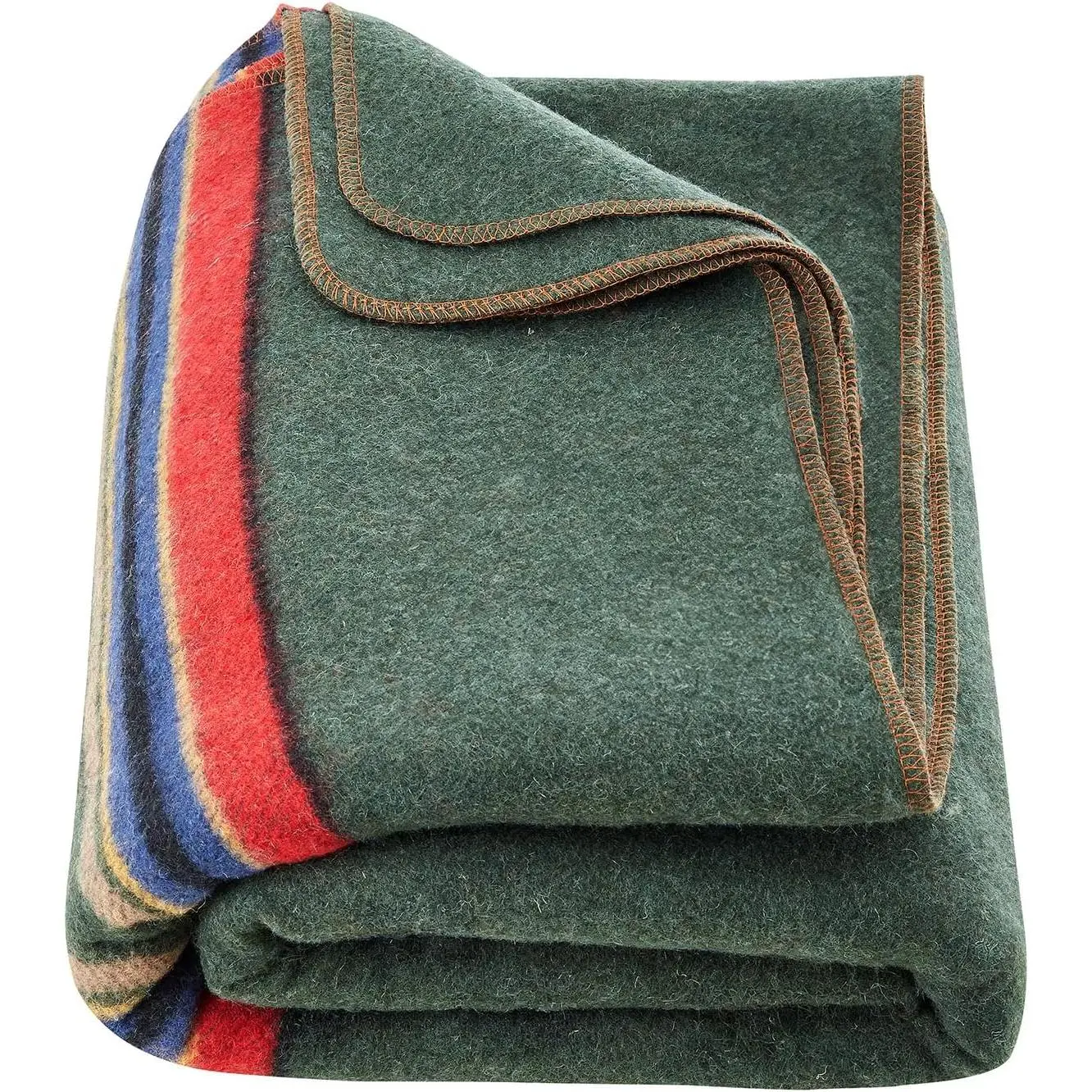 VEVOR Wool Camping Blanket, Large Warm Stadium Blanket, Flame Retardant, Great for Outdoors, Picnics, Hiking, Sports Events, Travel, Car & Bushcraft Survival Kits, 64" x 88", Striped Throw Blanket