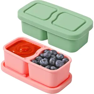 2 Pack  Snack Containers with , 6.8 Oz Double Compartment  Storage Containers for,,green