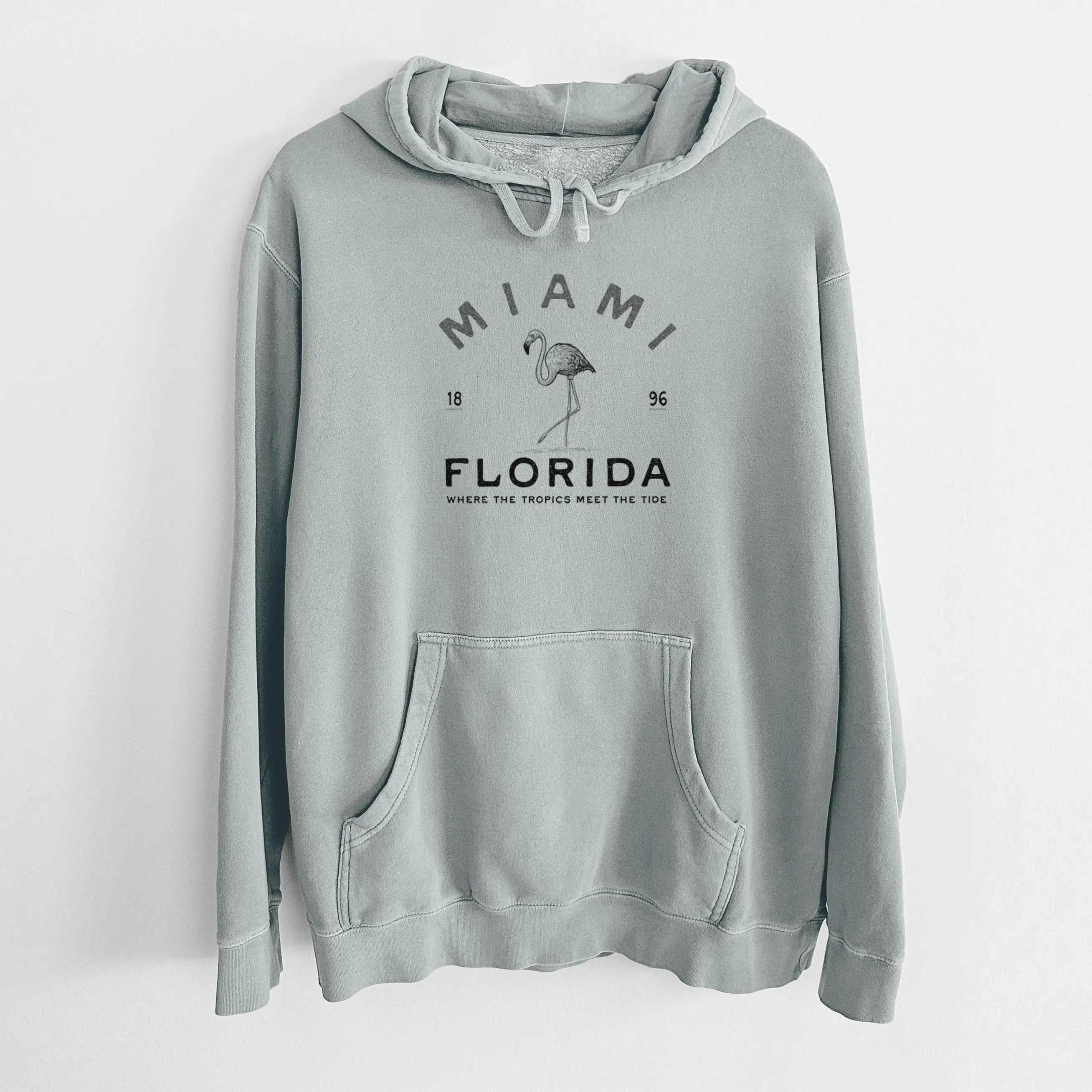 Miami Florida Flamingo - Unisex Pigment Dyed Hoodie