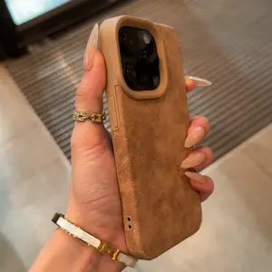 Vintage brown suede for iPhone 17/16/15/14/13/12/11 Pro Max Plus Drop-resistant design, simple and stylish phone case 995