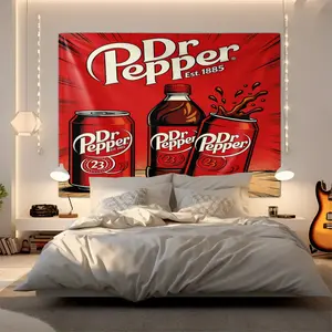 Dr Pepper printed pattern cat print tapestry for home decoration, fashionable room flag, unique wall art in living room and bedroom, perfect gift for cat lovers