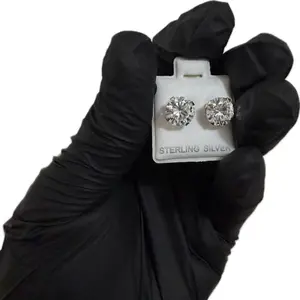 Silver 925 8mm Clear Round CZ Stud Earring