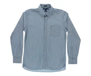 Tommy Hilfiger Men's Collar Striped Button Down Blue/Grey