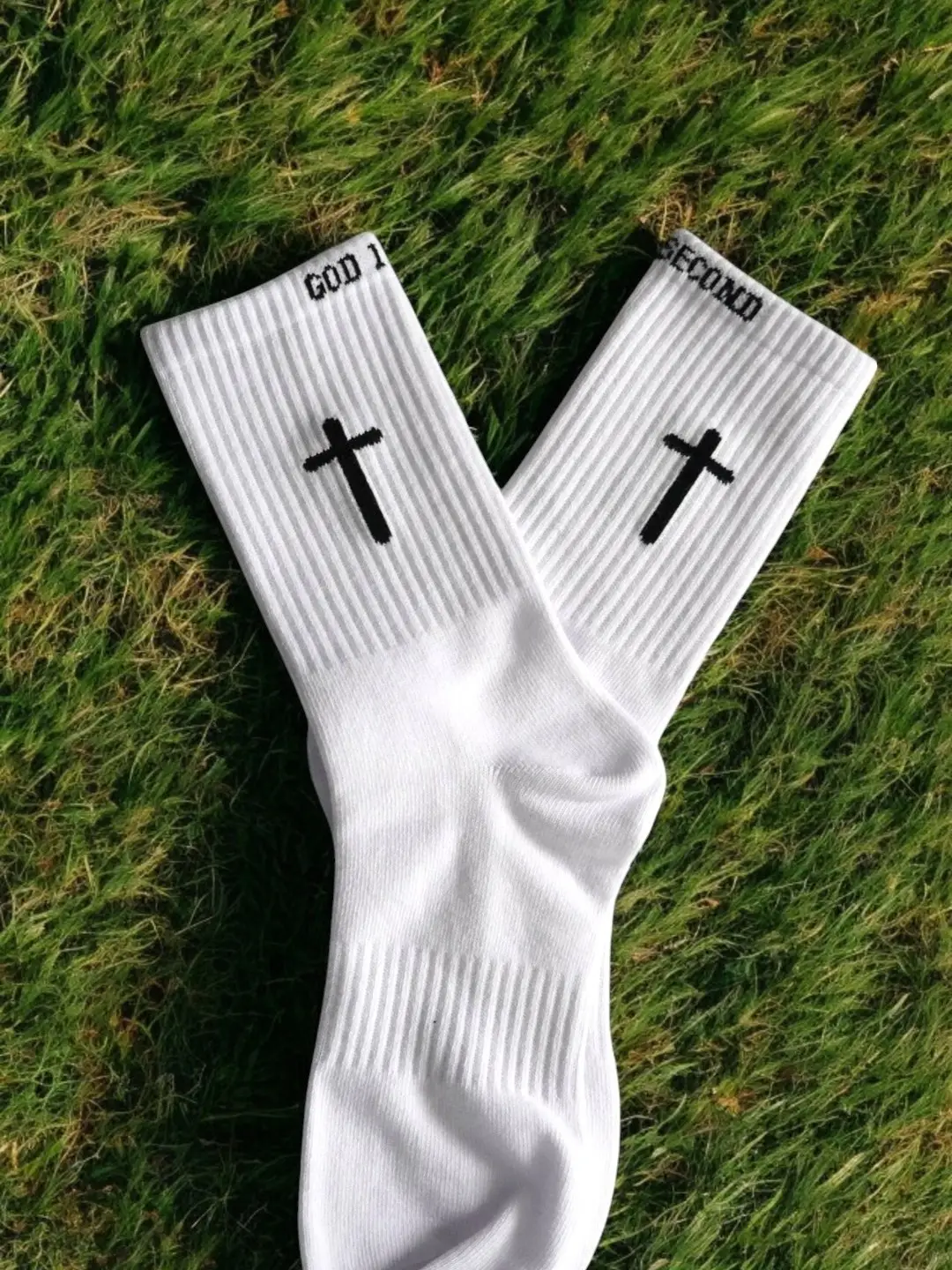 God First + Im Second Pair Socks - Faith-Inspired Socks with Bold Design, Breathable Fabric,
