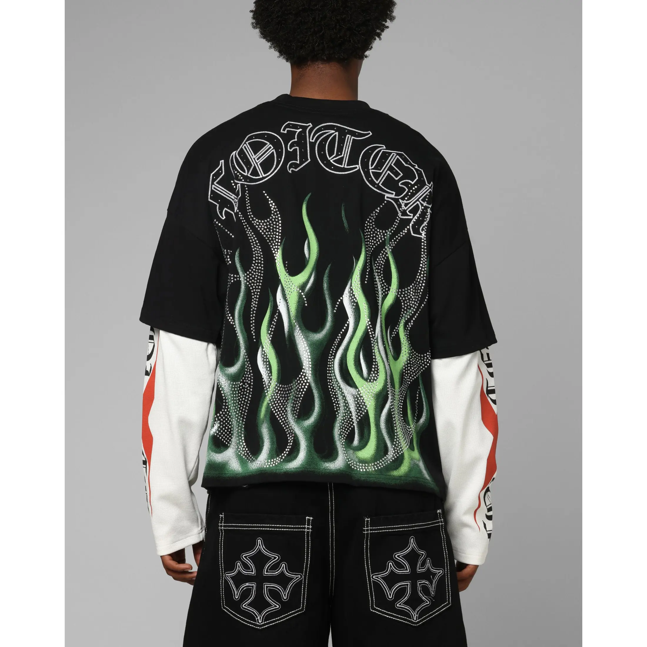 ローヘンlohen layered shirt T-shirt BLACK Loiter Inferno Layered Long Sleeve T-Shirt Black - TikTok Shop