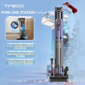 TINECO PURE ONE Station Pet Cordless Stick Vacuum Cleaner, Station with Self-Clean, ZeroTangle Brush for Pet Hair, Hard Floor, Carpet, Tile, Pet Grooming, Lightweight, Handheld Vacuum