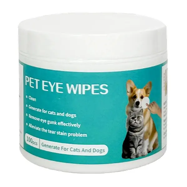 Pet Eye Wipes for Dogs & Cats, Soft Pre-Moistened Eye-Area Wipes for Visible Tear Residue, Crust & Buildup, 100 Count, 1 Tub