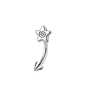 Oufer 16G Spiral Star Eyebrow Ring Rook Piercing Vertical Labret Jewelry