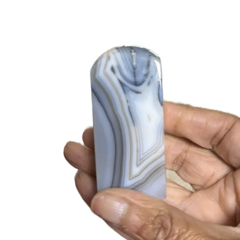 Botswana Agate - Natural Blue and White Striped Gemstone for Collectors and Decor