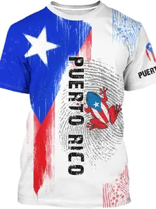 DFZ Puerto Rico Shirt 3D Fashion Print Classic Crewneck Short Sleeve Top Puerto Rico Jersey Unisex
