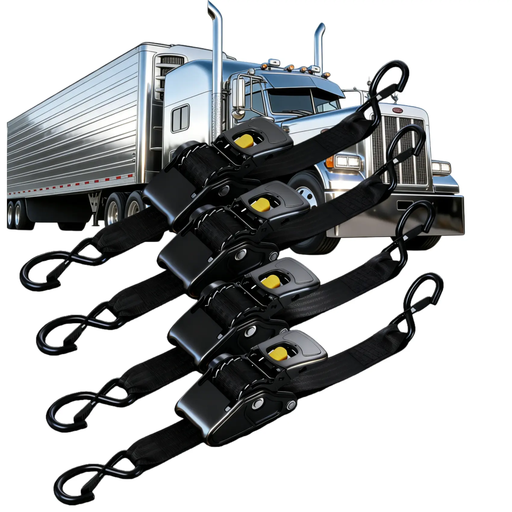 2" Retractable Ratchet Tie Down Straps, Heavy-Duty Durable Tie Downs with 3500lbs Breaking Strength, Quick Secure & Release, No Tangles, Corrosion-Resistant Hooks for Truck, Trailer Cargo Securing
