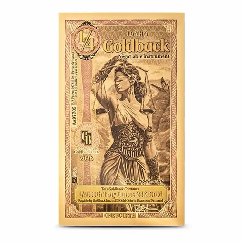Goldback Idaho 1/4 Troy Ounce 24K Gold Negotiable Instrument A497705 Giveaway