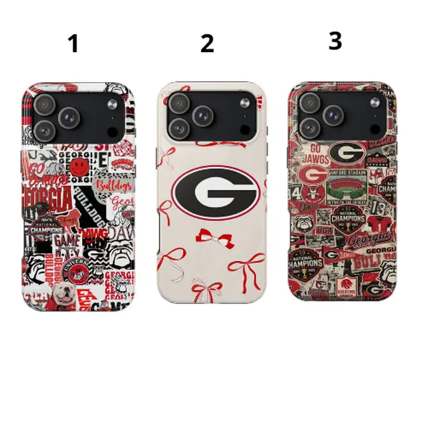Georgia Bulldogs Vintage Collage iPhone Case, UGA Football Phone Case, Go Dawgs Protective Cover, National Champions Fan Gift