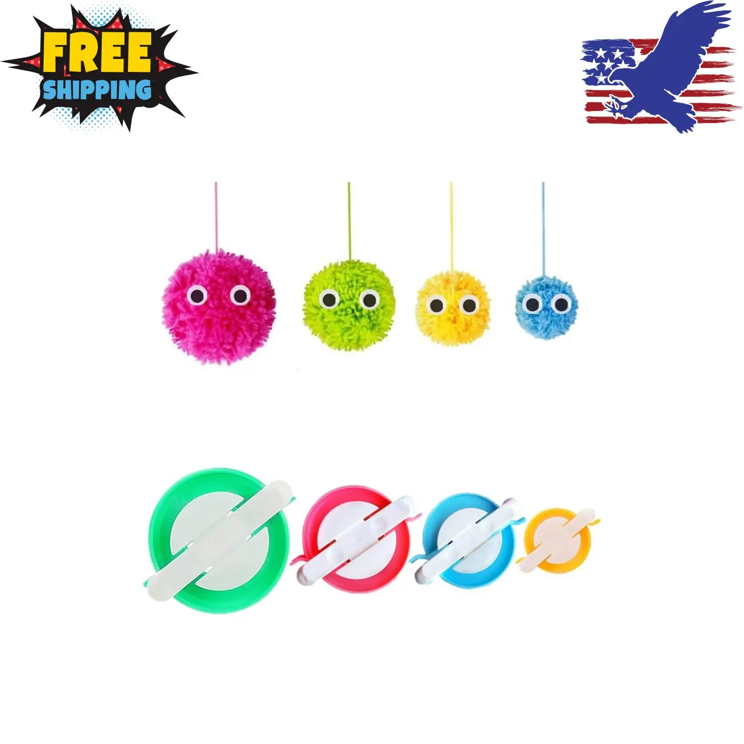 Pom Pom Maker, 4 Sizes Pompom Maker Tool Set