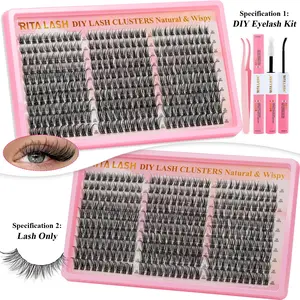 RITALASH 300PCS Lash Clusters Kit Wispy Eyelash Clusters Lashes Natural False Eyelashes Extension DIY Lash Extension Kit 10-16mm Cluster Eyelash Extensions Kit 300pcs D Curl Individual Lashes Cluster Eyelash