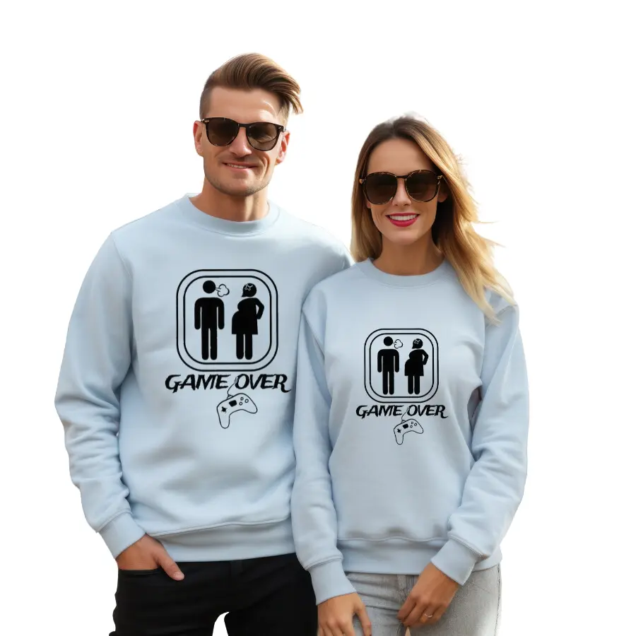 Unisex 'Game Over' Pregnancy Shirt - Funny New DadMom Sweatshirt, Couples Shirts, Couple Sweaters, Hilarious Valentine's Day Gift