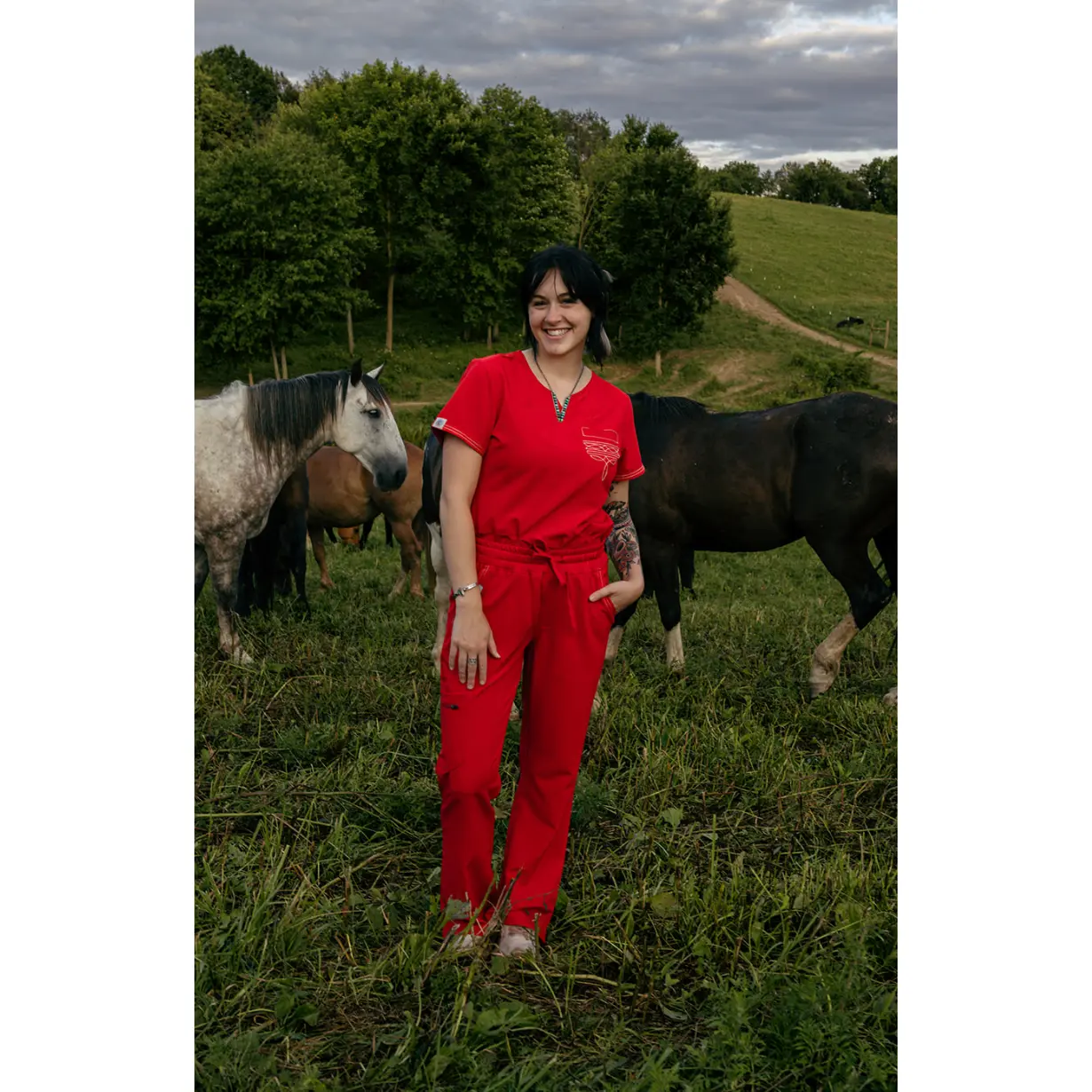 Red Boot-Stitch Pants