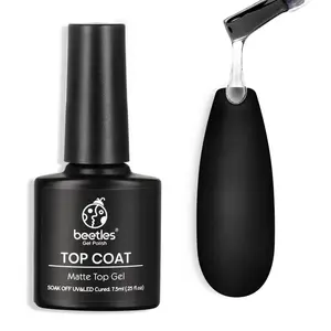 Beetles Matte Gel Top Coat for Gel Nail Polish, Chrome Proof Matte Top Coat No Wipe Powder-Resist Matte Finish for Detail Chrome Nail Powder Painting Long Lasting UV Nail Art