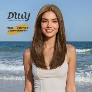 [LIVE] Veronica -DWY Mono Lace Front Free Part Mid-Length Straight Rooted Platinum Blonde Glueless Synthetic Wig for Women 20 Inches Fashion Wig Fit Wig