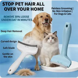 Premium Pet Deshedding Brush | Efficiently Clear Up To 30% Loose Undercoat Fur, Painless Safe Grooming Comb for Long & Short Haired Dogs Cats, Reduce Household Shedding Troubles