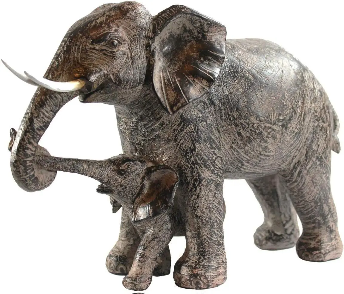 Seraphic Large Elephant Decor Gifts for Women African Elephants Mother with Walking Baby Statue Polyresin 7.75" Tall x 10.75" Wide
