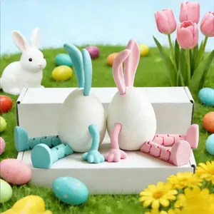 3D Printed Easter Bunny Figurine with Moveable Limbs, Decorative Easter Item, Perfect for Desktop Decor and Bookshelf Decoration, Unique Gift Idea