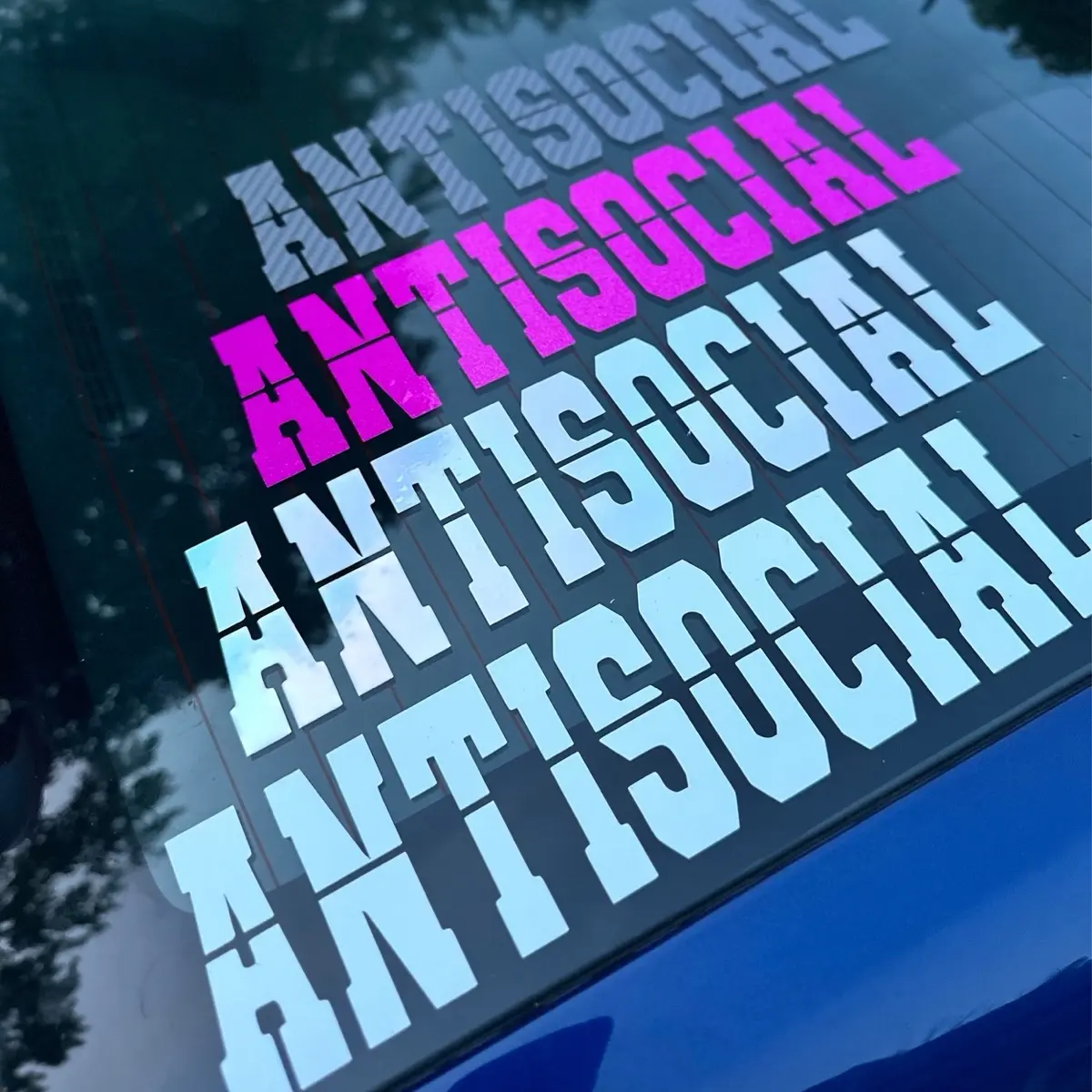 Antisocial Decal for Cars Truck SUV JDM Honda Subie VW in Multiple Colors - Top Quality Vinyl