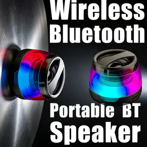 Mini Magnetic Wireless Speaker RGB Lights – Portable Bluetooth Stereo Speaker, Rechargeable Battery, Small Outdoor LED Speaker, Gift Option
