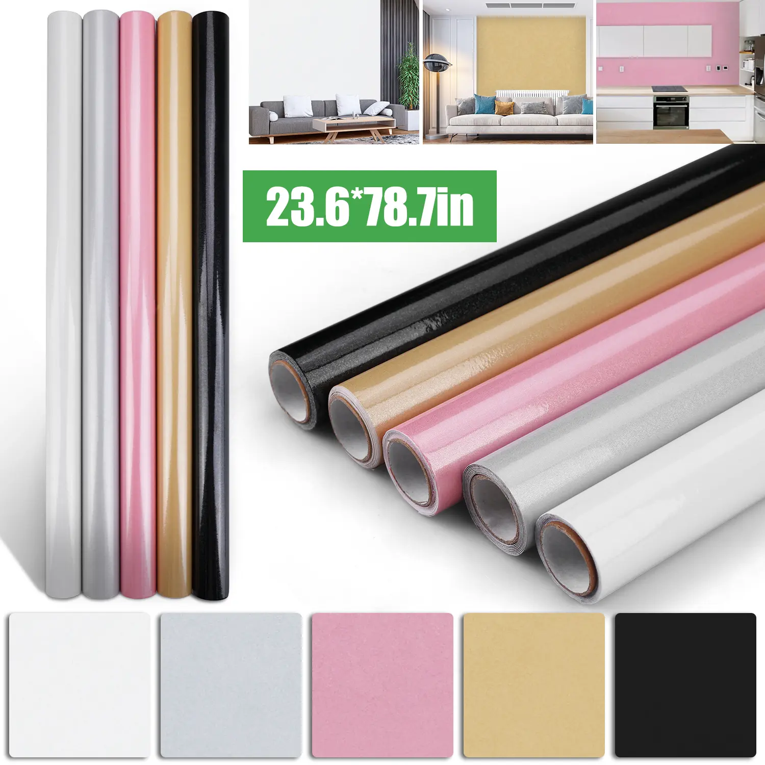 Peel & Stick Self-Adhesive DIY decorative Wallpaper, Waterproof Removable Decor Film for Kitchen Countertops & Cabinets, Easy to Install