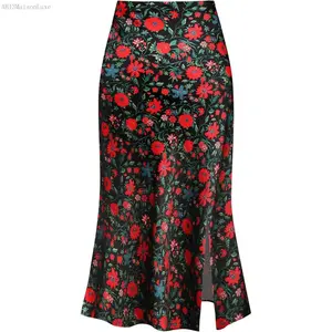 Leopard Print Skirt for Women Cheetah High Waist Silk Satin Elasticized SkirtsAB13MaisonLuxe