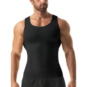 Slimming Mens Tummy Control Shapewear Underwear Tank Top Vest Belly Boobs Gynecomastia Abdomen Compression Muscle Shirts Body Shaper Undershirts Training Sports Gym Workout Fitness Fabric Menswear