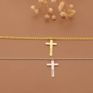 Men's Silver Custom Necklace, Men's Gold Jewellery, Silver Pendant Necklace, Personalized Cross Necklace