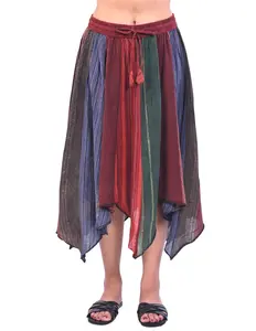 Caravan Closet Boho Patchwork Asymmetrical Skirt