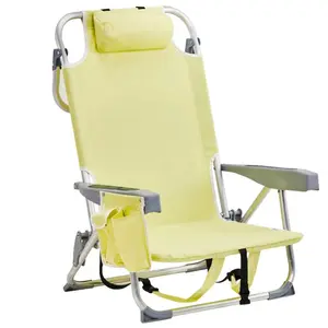 Lightweight Beach Chair 63x65x82cm | Oxford Cloth, Silver Aluminum Frame, 100kg Capacity, Yellow