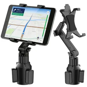 360 Degree Cup Tablet & Phone Mount for Car, Large Clamp Car Phone Holder Tablet Mount with Long and Adjustable Arm Neck, Universal for 6"-12.9" Cell Phone iPhone iPad Stand Travel Accessories