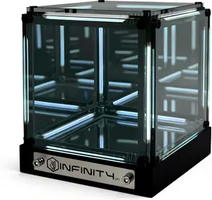 Mirror 4D Acrylic Cube LED Bedside Lamp, Abyss Effect Touch Dimmable Mood Light, Rechargeable USB-C Gamer Desk Decor, Futuristic Ambient Light for Bedroom