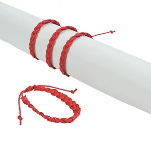 Red Braided Friendship Bracelets - 12 Pc.