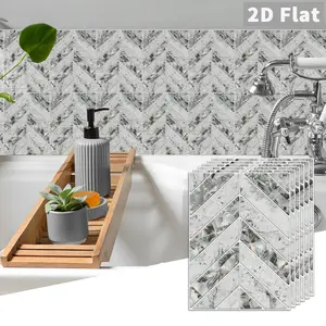 10PCS GST Terrazzo Herringbone PE Crystal Foam Tile Stickers Color Box Waterproof Oil-Proof Anti-Collision for Kitchen, Bathroom, Ceiling, Tiles & Old Wood Panels Home Decoration