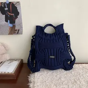 Double Shoulder Drawstring Bag - Large Capacity Knitted Backpack for Women