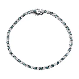 Luxuriant Lab Grown Blue Diamond IR and Lab Grown White Diamond SI 3.35 ctw Midnight Ice Bracelet in Rhodium Over Sterling Silver 7.25 In Christmas Gifts