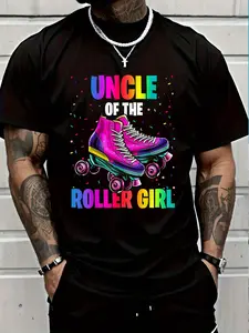 100% Cotton Uncle Roller Roller Skating Birthday Matching Family T-Shirt Women's Men's Graphic Tee Crew Neck summer vacation Tops