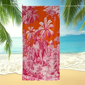 Tropical Elephant Pattern Beach Towel,Digitally Printed for a Beautiful Design and Soft Fabric. Perfect for Pool, Beach, and Travel Use, It Exudes Island Charm! It Can Also be Used as a Pool Towel, Camping Towel, or Bath Towel.