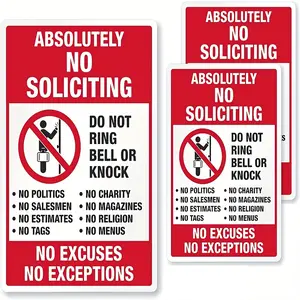 No Soliciting Sign, 3 Counts/set Self Adhesive Sticker No Soliciting Sign for Door, Office Stationery & Supplies, Home Decor, Office Decor, School Decor