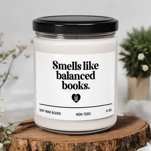 Smells Like Balanced Books Candle, Accountant Soy Candle, Accountant Gifts, Accountant Candle Gift, Gift For Accountant (OS-DNAiWKK24) Decor Glass