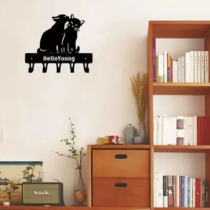 Couple Cat Pattern Metal Key Holder, Wall Mounted Key Hook, Decorative Accessories for Wall Mounting, Key Chain, Key Ring