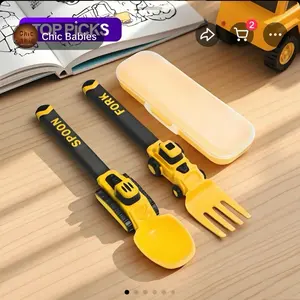 Construction Vehicle Kids Utensil Set an I Dur...