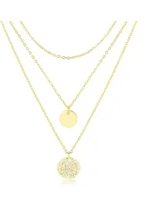 18K Gold Layered Necklaces Women Elegant Necklace Boho Disc Necklace Pendant Choker Multi Layered Adjustable