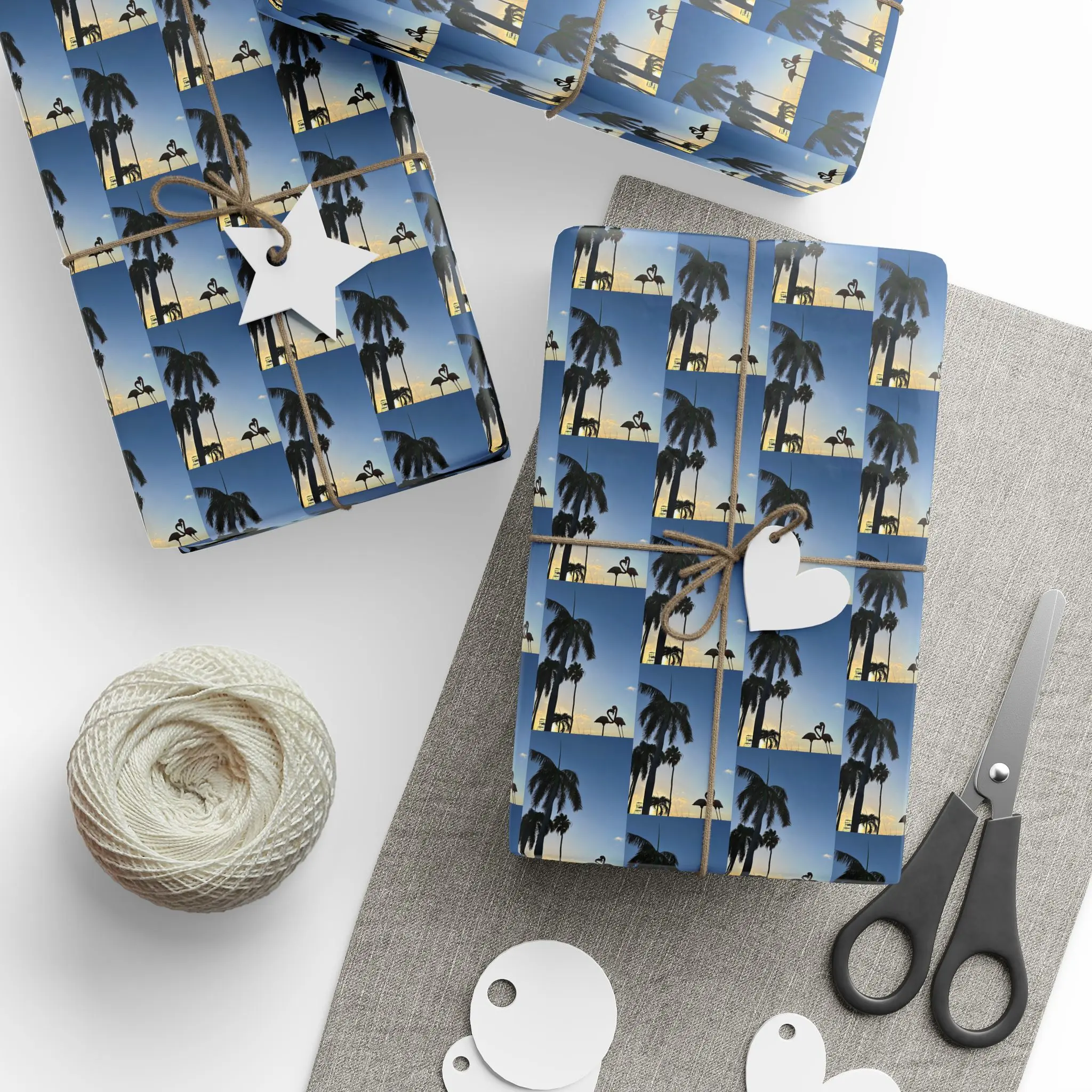 Sunset Palm Tree and Flamingo Wrapping Paper - Tropical Gift Wrap for Any Occasion, Unique Present Decoration, Gift Giving Season Supplies,