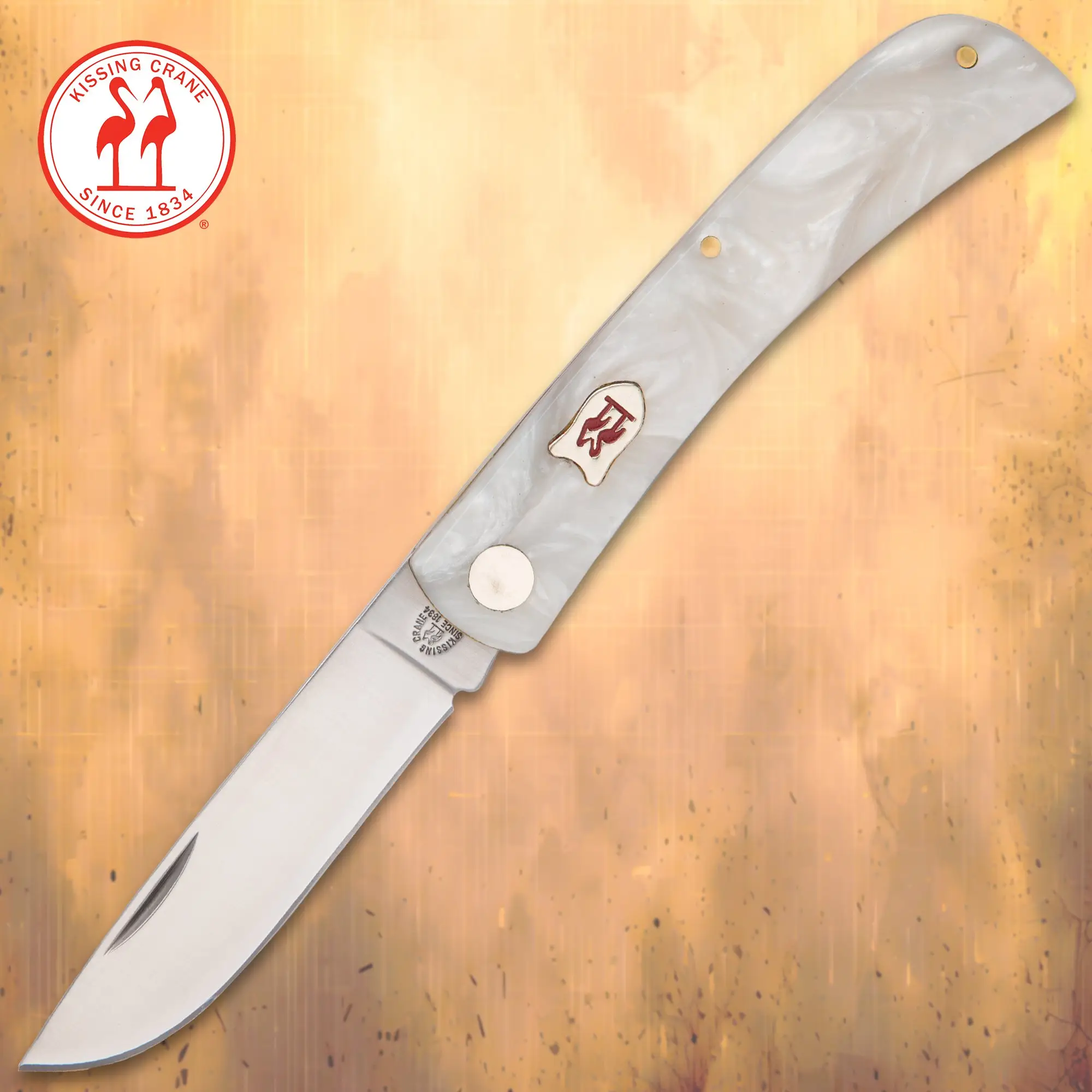 Kissing Crane Pearl Pocket Farmer Pocket Knife